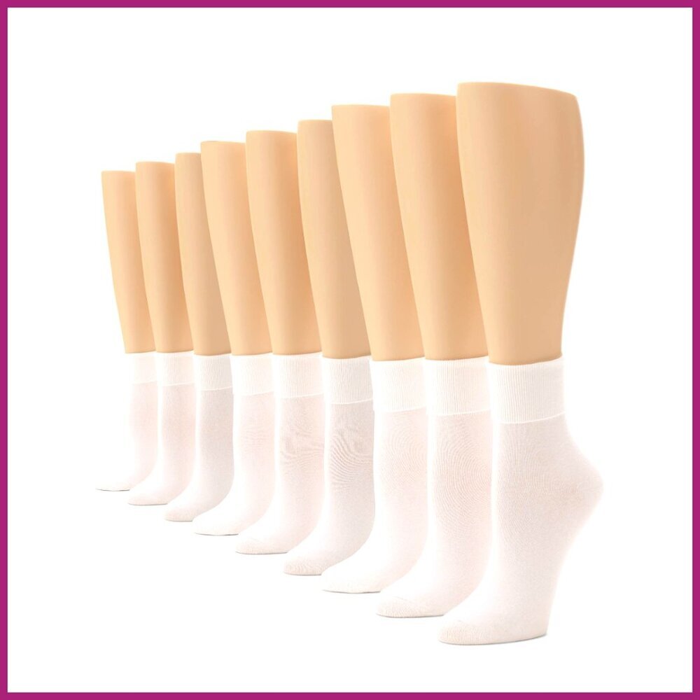 Cotton Basic Cuff Socks 9 Pair Pack Crew Length Liner Socks